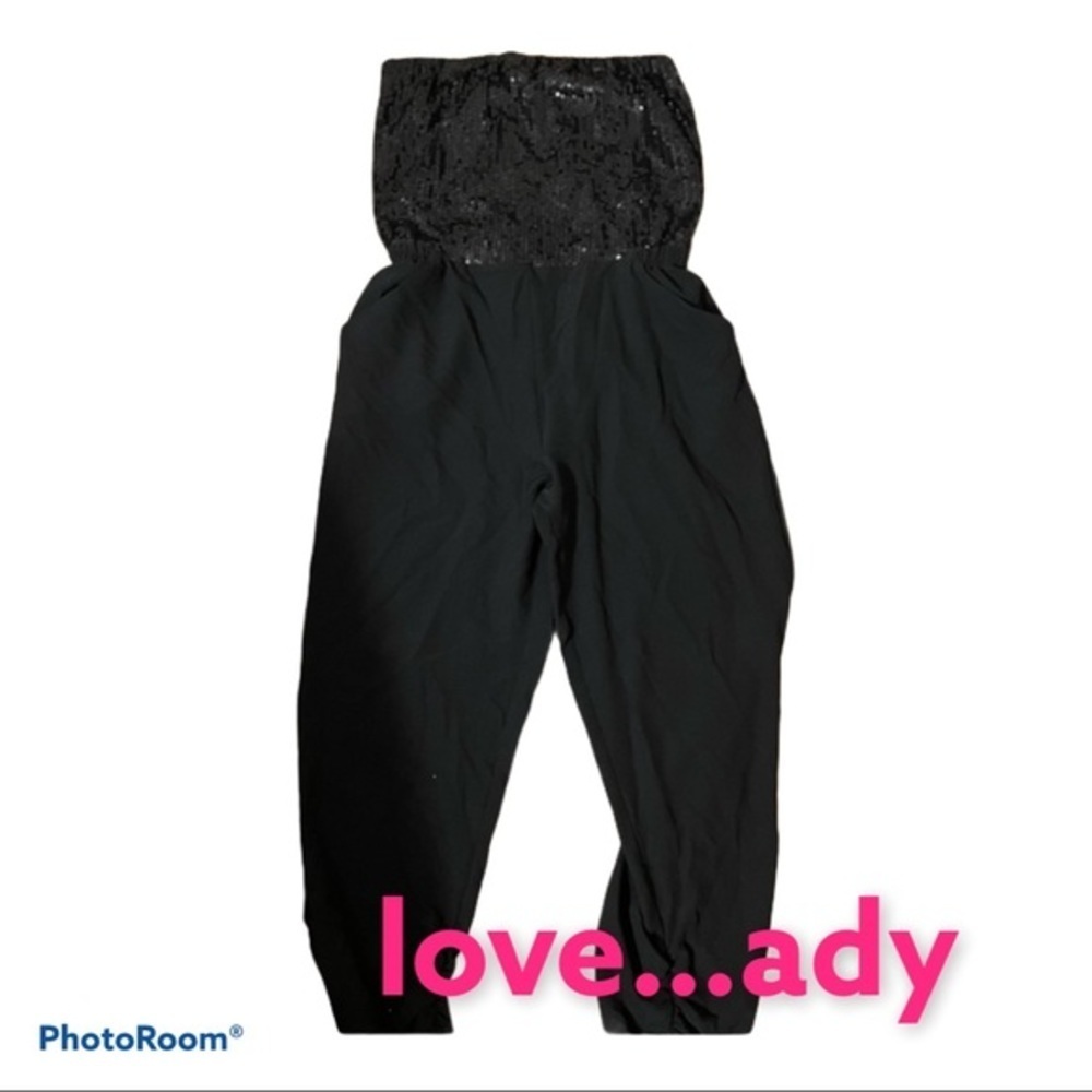 48 NWT love…ady black sequin top jumpsuit